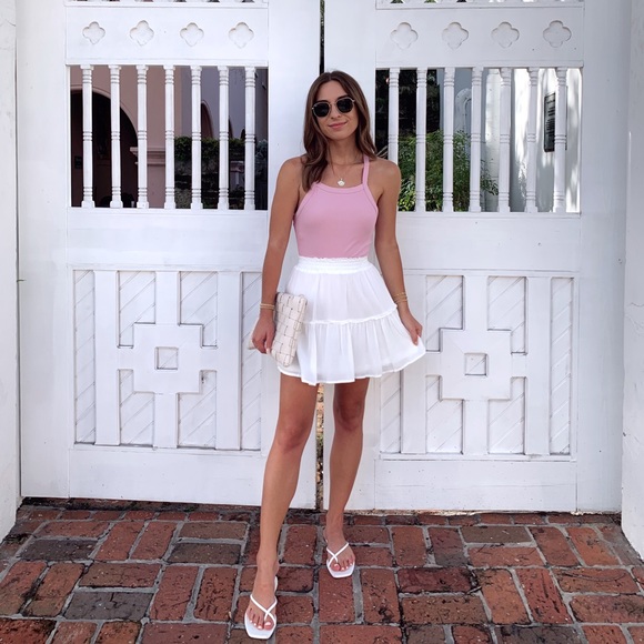 White Flowy Mini Skirt - Picture 4 of 4